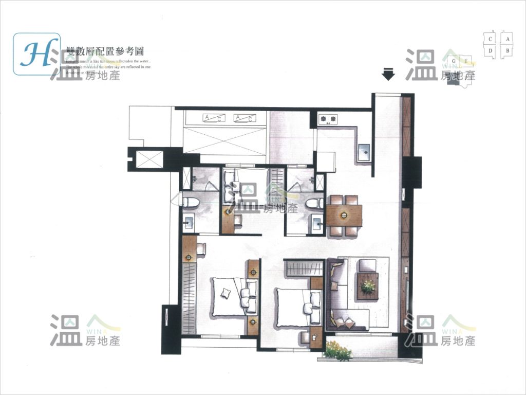 【坤悅心富郁 雙數層配置參考圖】  