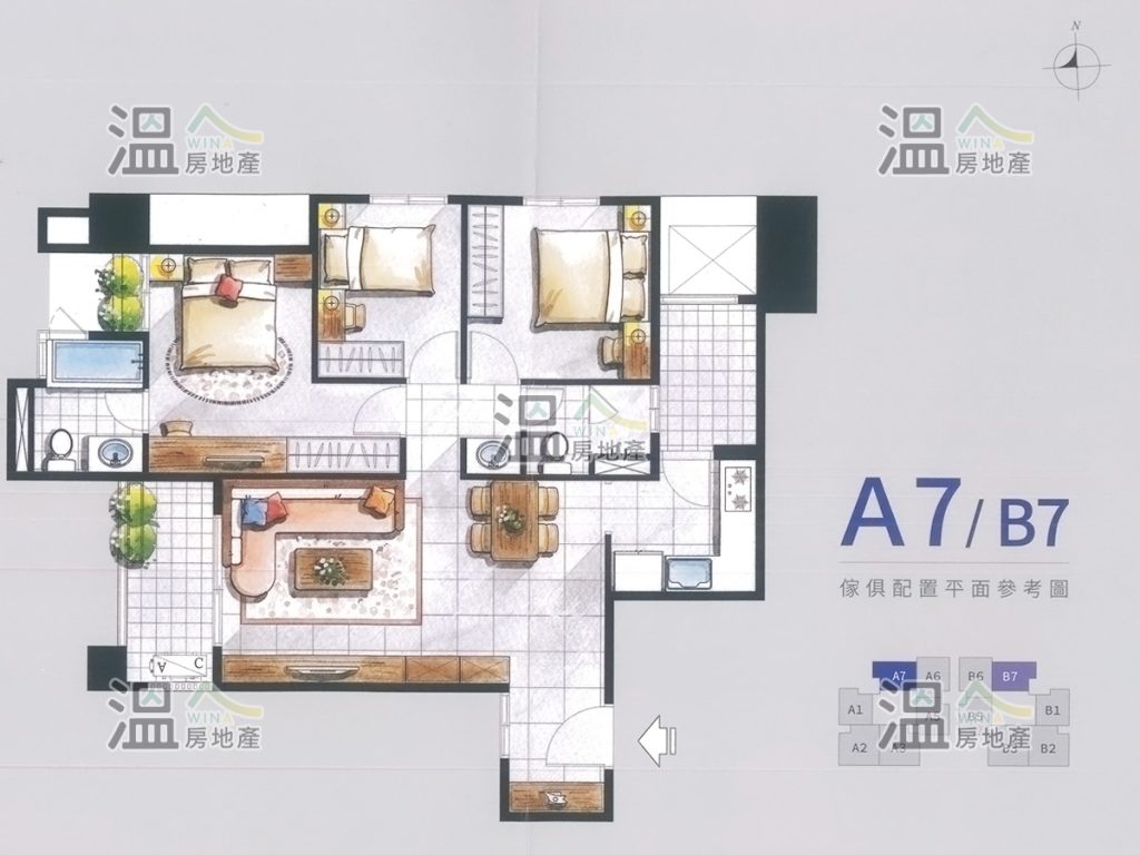 【櫻花恰恰好 A7/B7 傢俱配置平面參考圖】