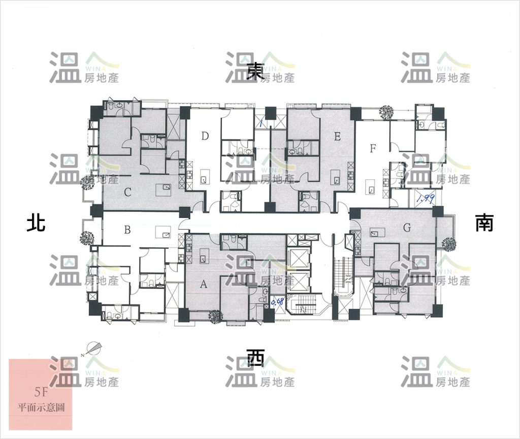 【時代溫莎大廈 5F 平面示意圖】