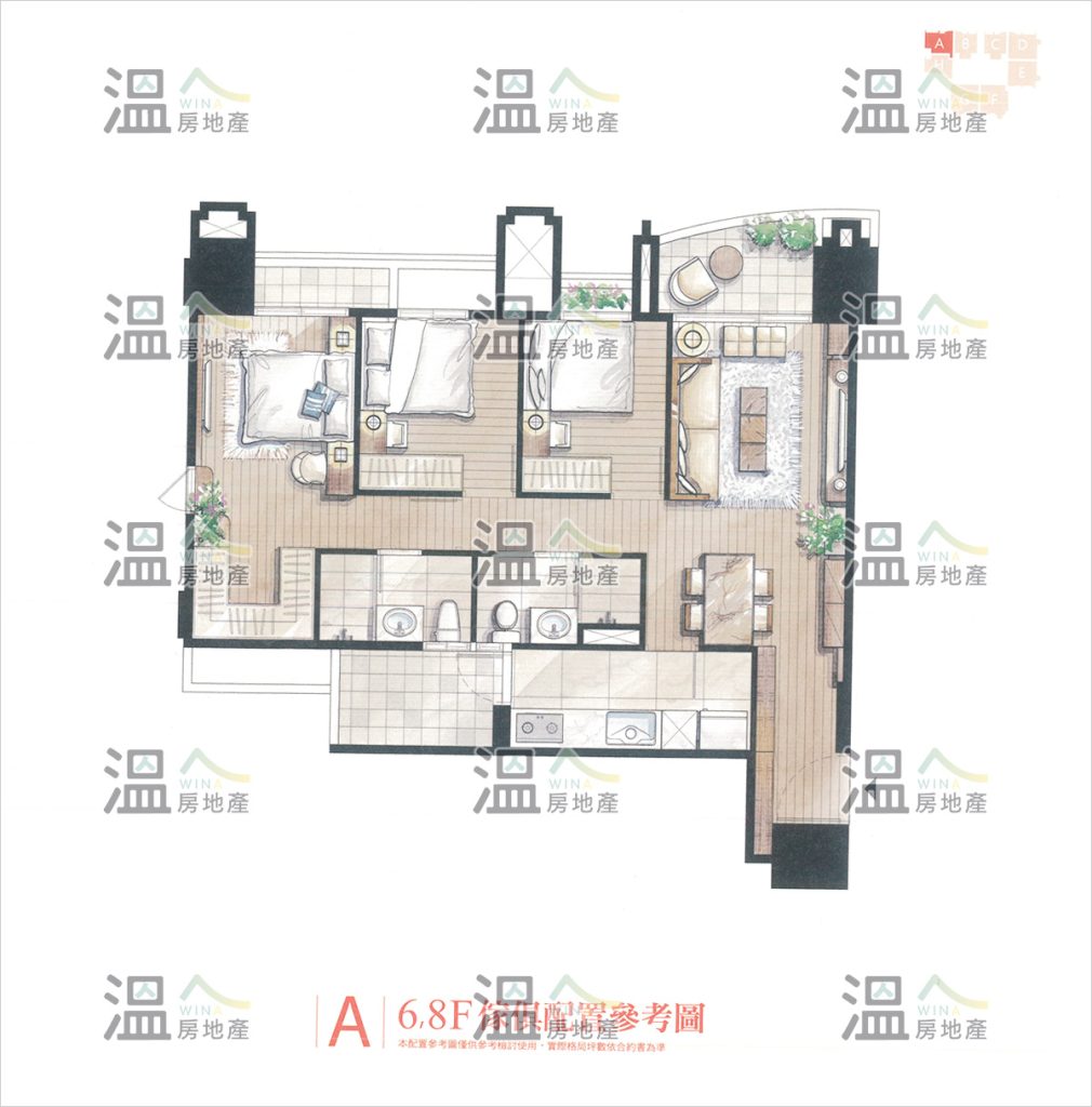 【富宇沐曦 A 6、8F傢俱配置參考圖】