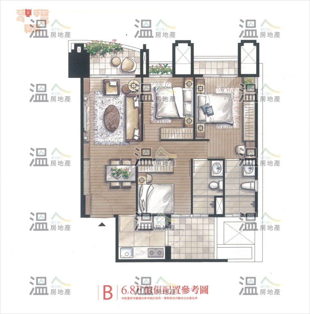 【富宇沐曦 B 6、8F傢俱配置參考圖】