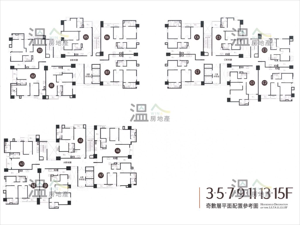 【拓建悦見山 3.5.7.9.11.13.15F奇數層配置參考圖】